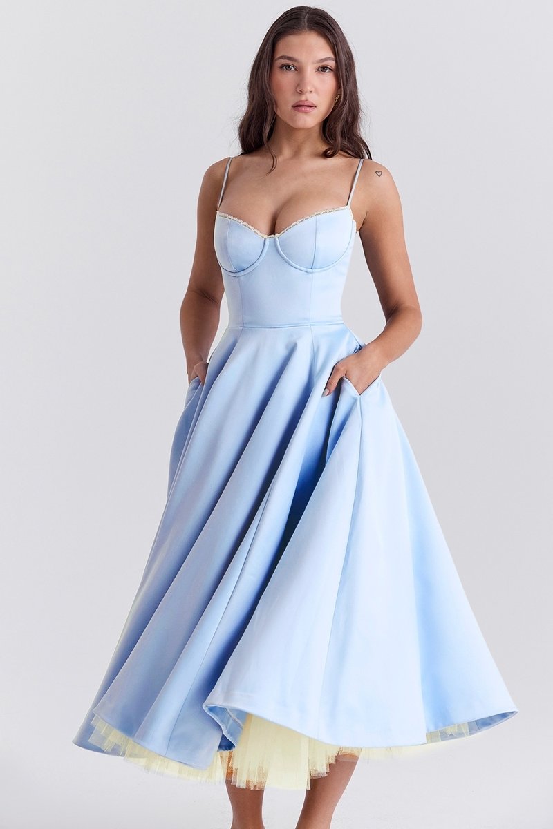 Light Blue Spaghetti Strap A-Line Dress H6207