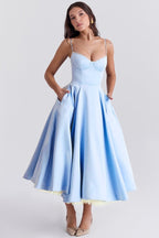 Light Blue Spaghetti Strap A-Line Dress H6207