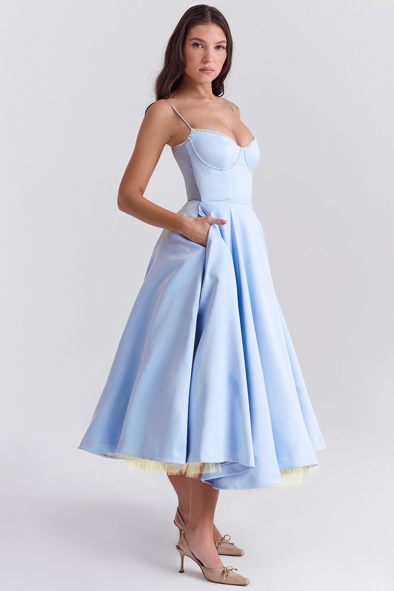 Light Blue Spaghetti Strap A-Line Dress H6207