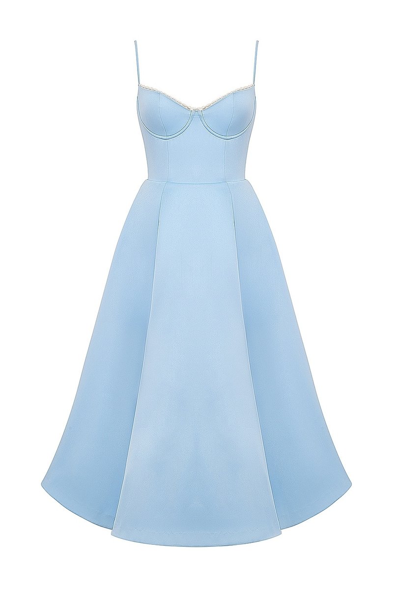 Light Blue Spaghetti Strap A-Line Dress H6207