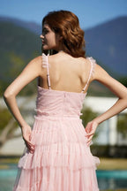 Light Blue Tiered Tulle Maxi Dress H6436