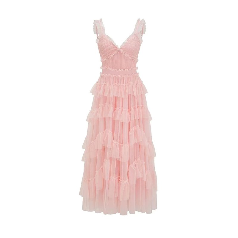 Light Blue Tiered Tulle Maxi Dress H6436