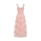Light Blue Tiered Tulle Maxi Dress H6436