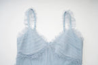 Light Blue Tiered Tulle Maxi Dress H6436
