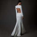 Long Sleeve Cutout Back Mermaid Gown H5463