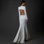Long Sleeve Cutout Back Mermaid Gown H5463