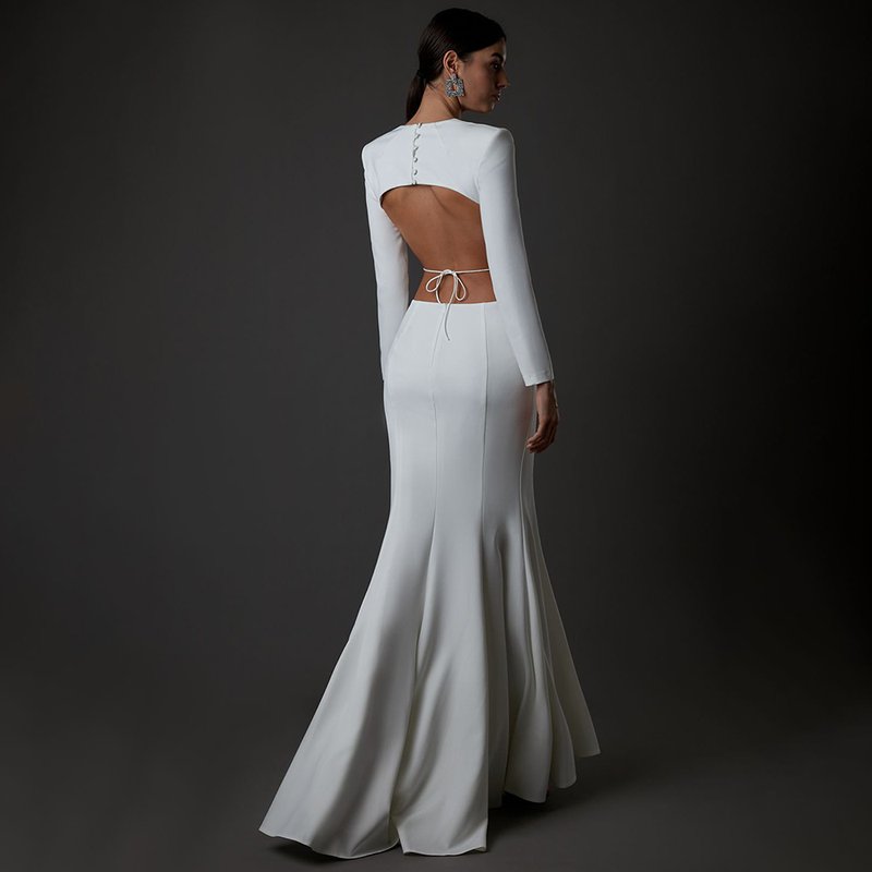 Long Sleeve Cutout Back Mermaid Gown H5463