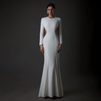 Long Sleeve Cutout Back Mermaid Gown H5463