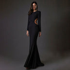 Long Sleeve Cutout Back Mermaid Gown H5463