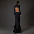 Long Sleeve Cutout Back Mermaid Gown H5463