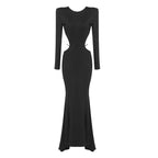 Long Sleeve Cutout Back Mermaid Gown H5463