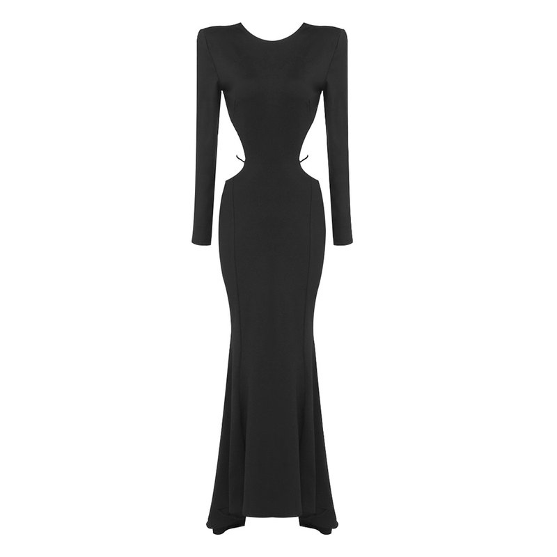 Long Sleeve Cutout Back Mermaid Gown H5463