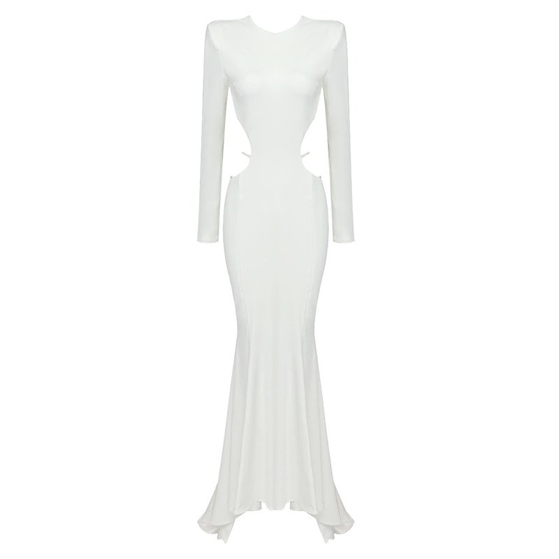 Long Sleeve Cutout Back Mermaid Gown H5463