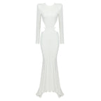 Long Sleeve Cutout Back Mermaid Gown H5463