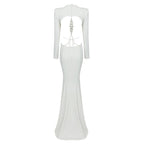 Long Sleeve Cutout Back Mermaid Gown H5463