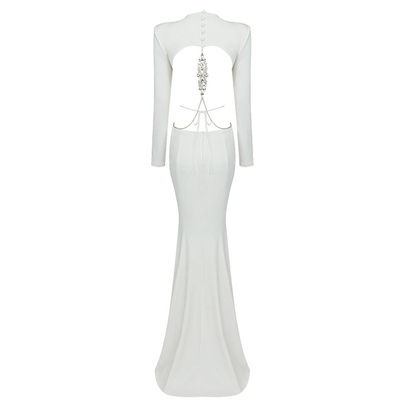 Long Sleeve Cutout Back Mermaid Gown H5463