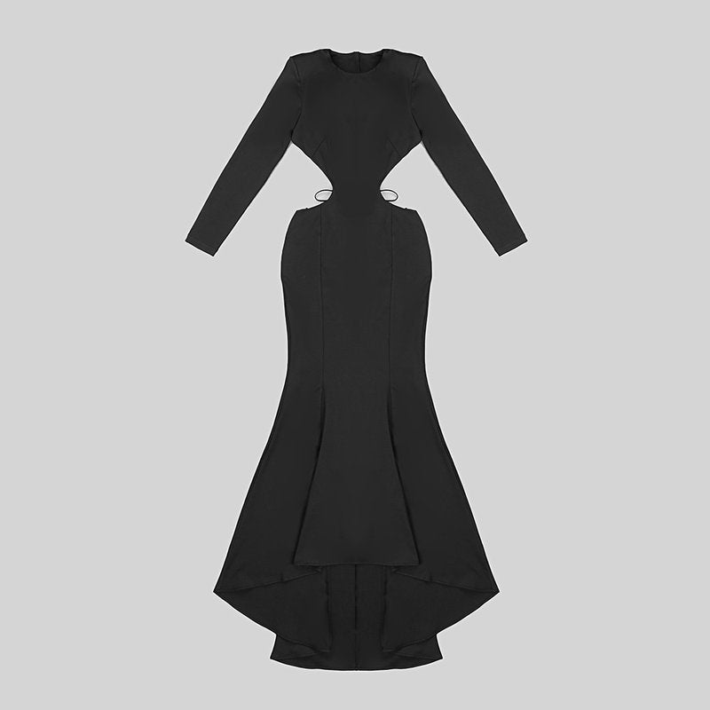 Long Sleeve Cutout Back Mermaid Gown H5463