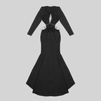 Long Sleeve Cutout Back Mermaid Gown H5463