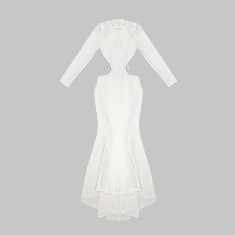 Long Sleeve Cutout Back Mermaid Gown H5463