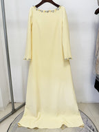 Long Sleeve Embellished Yellow Maxi Dress H6779