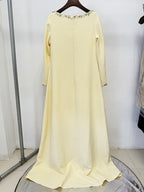 Long Sleeve Embellished Yellow Maxi Dress H6779