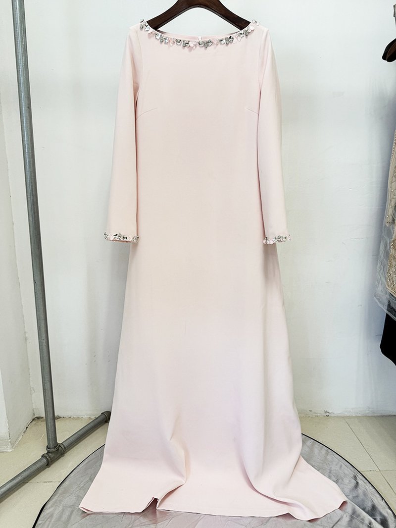 Long Sleeve Embellished Yellow Maxi Dress H6779