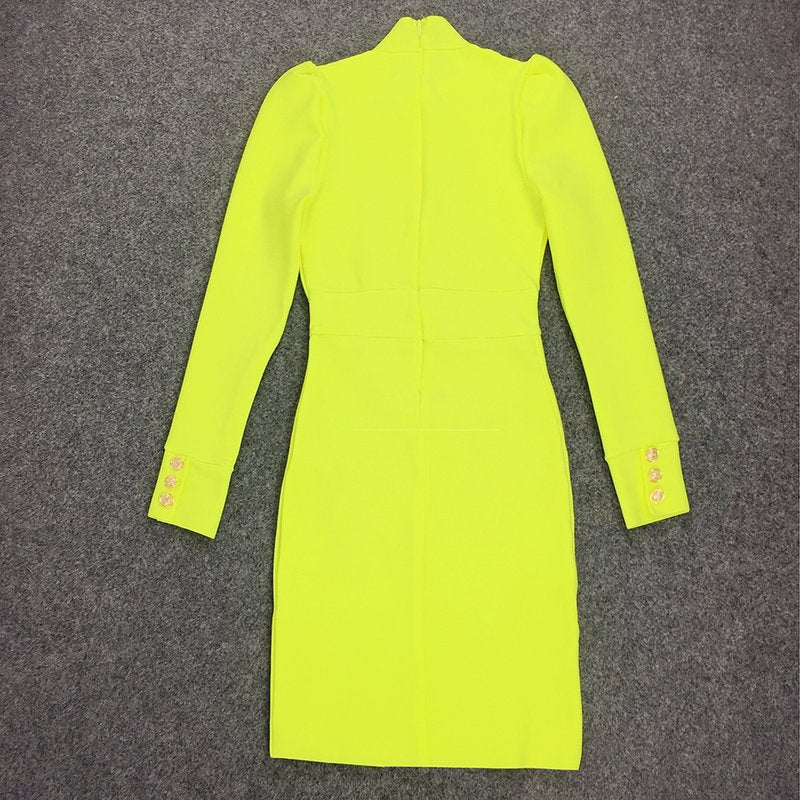 Long Sleeve High Neck Bodycon Dress H3271