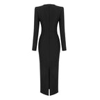 Long Sleeve High Slit Midi Dress H5940