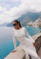 Long Sleeve Knot Front Maxi Dress H6507