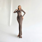 Long Sleeve Knot Front Maxi Dress H6507