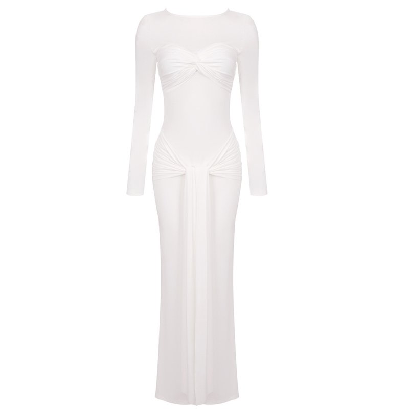Long Sleeve Knot Front Maxi Dress H6507