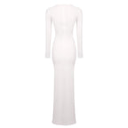 Long Sleeve Knot Front Maxi Dress H6507