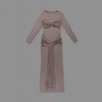 Long Sleeve Knot Front Maxi Dress H6507