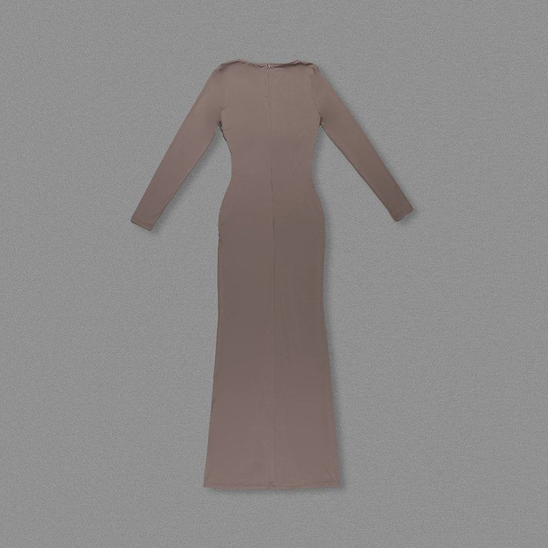 Long Sleeve Knot Front Maxi Dress H6507
