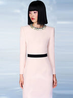 Long Sleeve Pink Sheath Dress H6608
