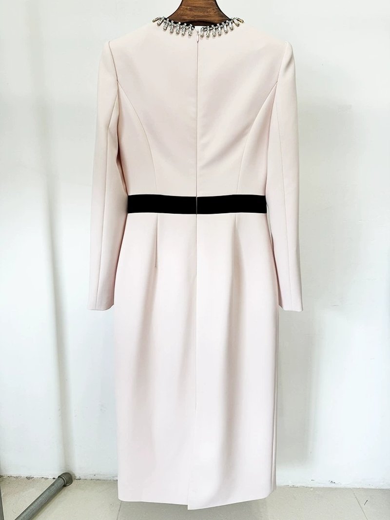 Long Sleeve Pink Sheath Dress H6608