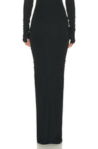 Long Sleeve Ruched Black Bodycon Dress H6168