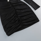 Long Sleeve Ruched Black Mini Dress H6660