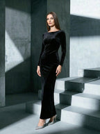 Long Sleeve Velvet Mermaid Dress H7122
