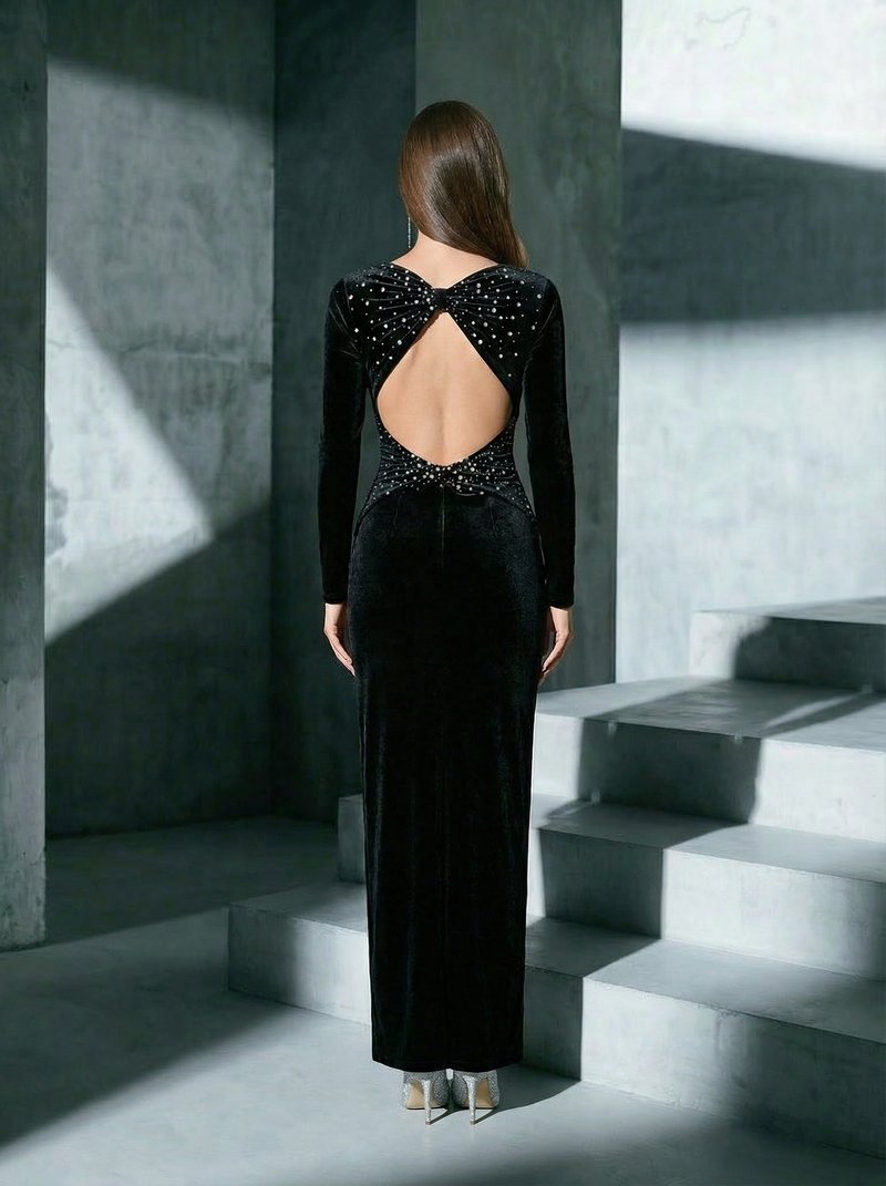 Long Sleeve Velvet Mermaid Dress H7122