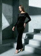 Long Sleeve Velvet Mermaid Dress H7122