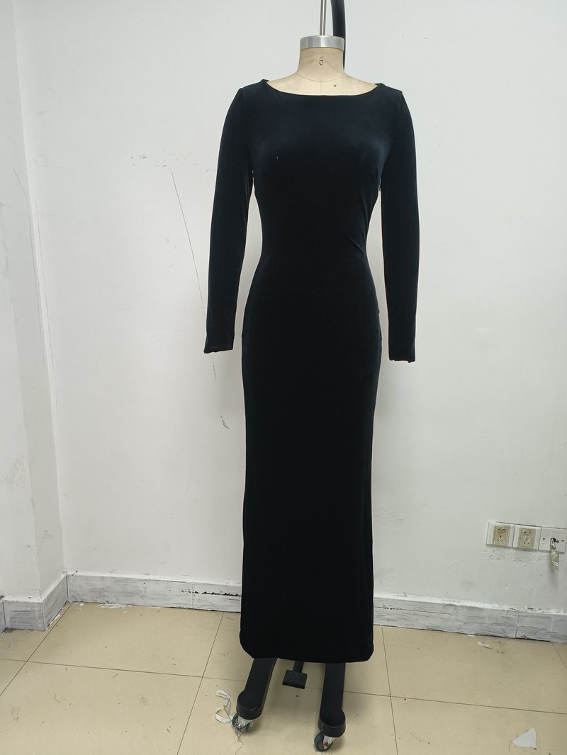 Long Sleeve Velvet Mermaid Dress H7122