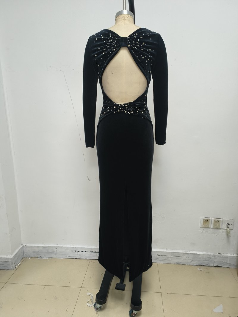 Long Sleeve Velvet Mermaid Dress H7122