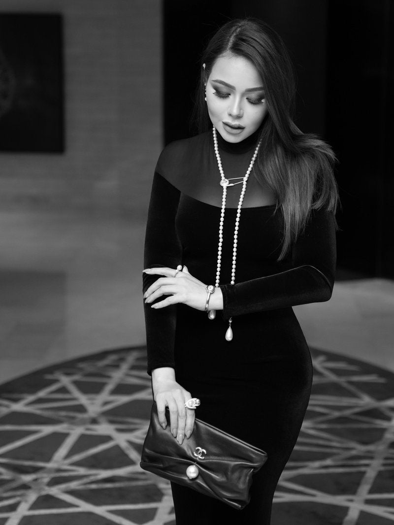 Long Sleeve Velvet Sheer Panel Gown H7132