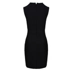 Mesh Panel Deep V Neck Bodycon Dress H3663