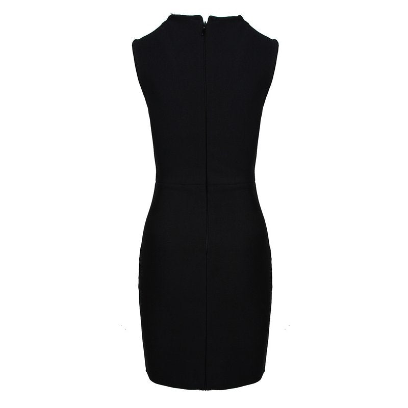 Mesh Panel Deep V Neck Bodycon Dress H3663