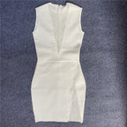 Mesh Panel Deep V Neck Bodycon Dress H3663