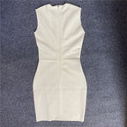 Mesh Panel Deep V Neck Bodycon Dress H3663
