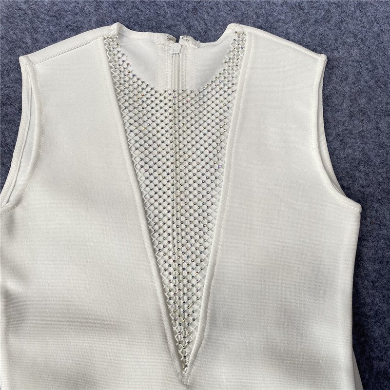 Mesh Panel Deep V Neck Bodycon Dress H3663