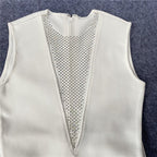Mesh Panel Deep V Neck Bodycon Dress H3663